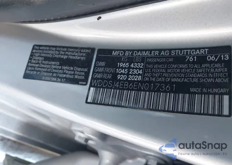 2014 Mercedes-Benz Cla 250 from USA, damaged, VIN WDDSJ4EB6EN017361